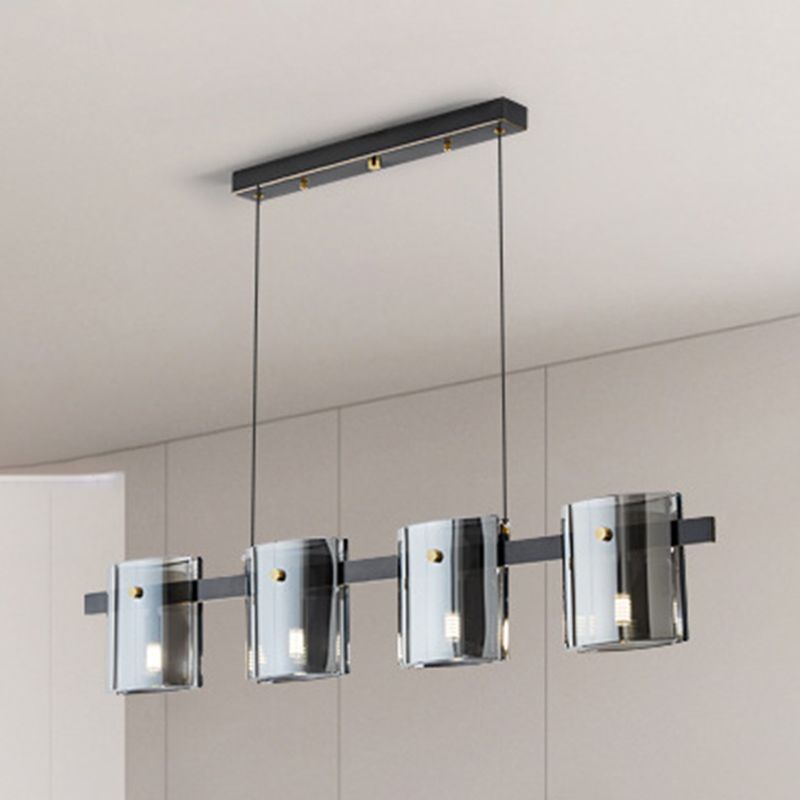 Glass Multi - Head Kitchen Island Light Modern Pendant Ceiling in Black / Gold