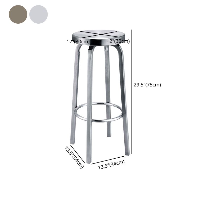 1 Pcs Industrial Silver Counter Stools Stainless Steel Bar Bristol Stools with Round Seat