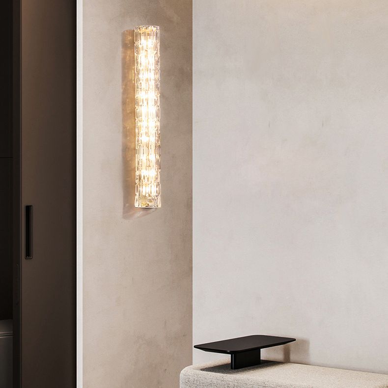 Simplicidad moderna Cilindro de pared Cilíndrico LED LECHE para el dormitorio en la sombra de vidrio ondulado