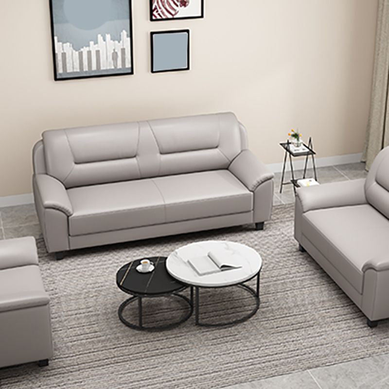 31.50" H Faux Leather Pillow Top Arm Sofa with Cushions for Living Room