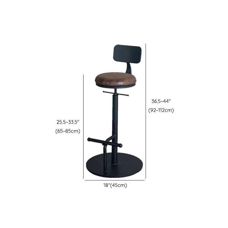 Metal Adjustable Height Bar Stool Industrial Armless Bar Stool with Footrest