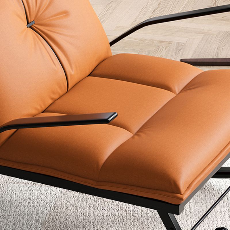 Faux Leather and Metal Rocking Chair Ergonomic with Seat Cushion Rocker Chair Spindle