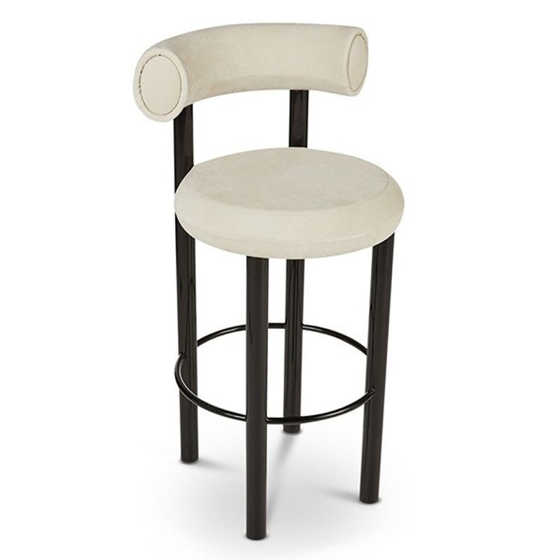 Contemporary Fabric Cushion Metal Barstool with 4 Legs in Matte Finish for Indoor