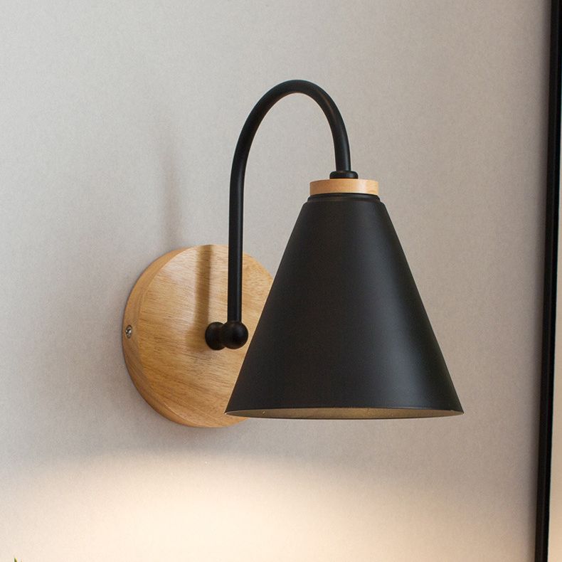 Contemporary Cone Wall Mounted Lighting Wood Wall Mount Lamp for Living Room