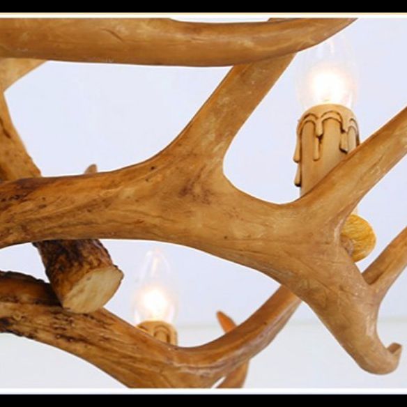 Country Country Chandelier Resin Deer Horn Horn Gandle Fançing Decorative Lighting Forwing for Living Room Villa Restaurant