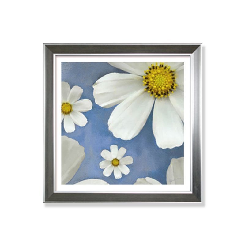 Toile imprimée de chrysanthème de campagne, décoration murale de fleurs de couleur douce pour chambre à coucher, texturée
