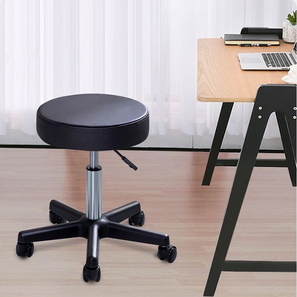 Taburete de bar de acero moderno negro, taburete de mostrador sin respaldo giratorio de altura ajustable