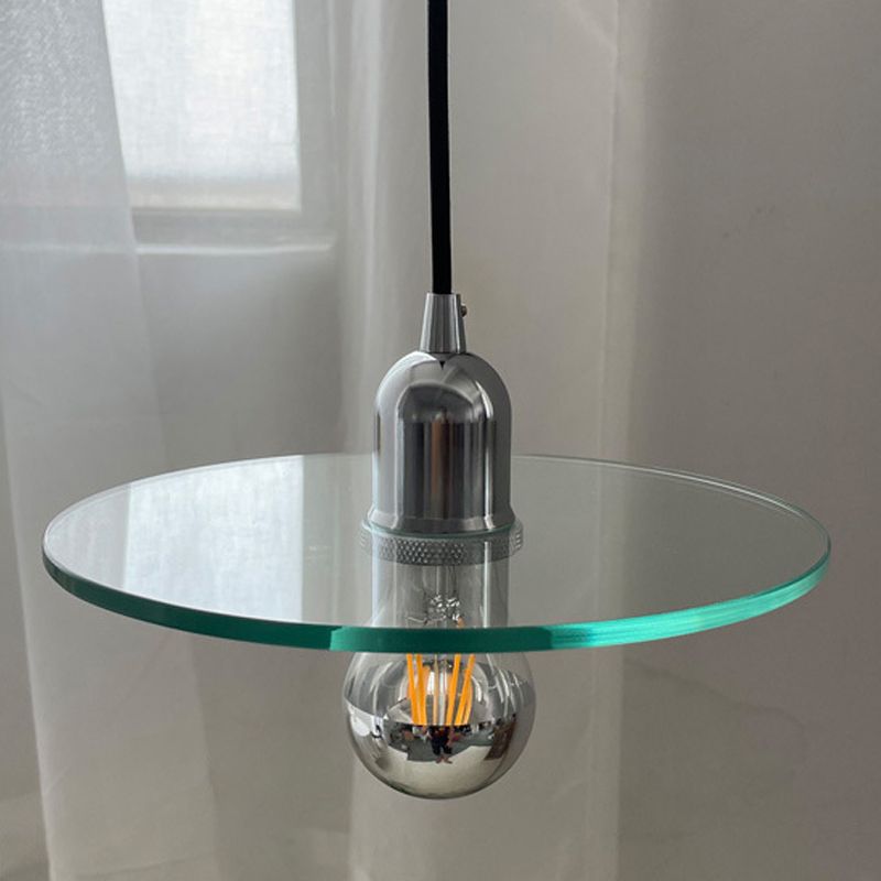 Clear Glass Modern Drop Pendant Slim 1-Light Ceiling Light for Coffee Shop