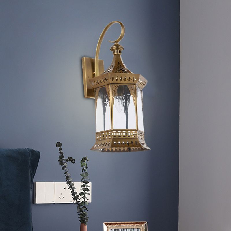 1 Light Lantern Murn Lighting Arabian Brass Metal Sconce Lightture pour chambre à coucher