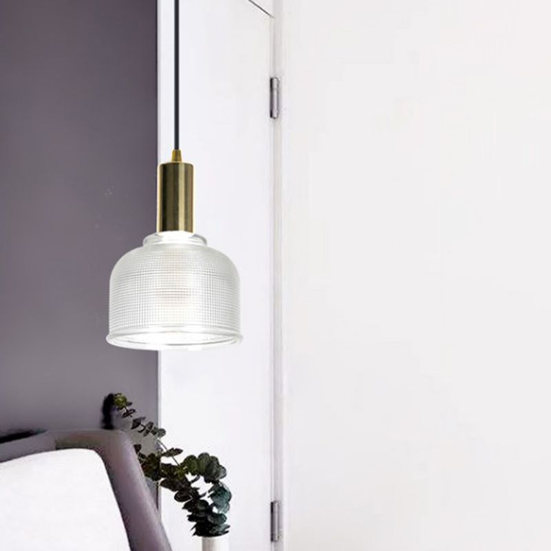 Dôme suspendu modernisme ambre / verre transparent 1 ampoule salon pendant éclairage