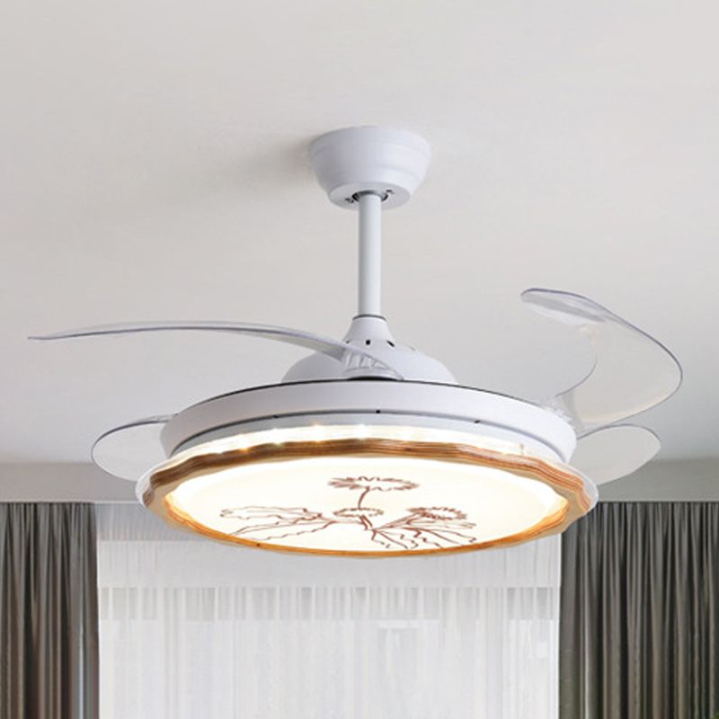 Weißer überbackener Anhänger Lüfterleuchte Einfachheit LED Acryl -Halbmontage mit 4 Klingen, 20 "breit