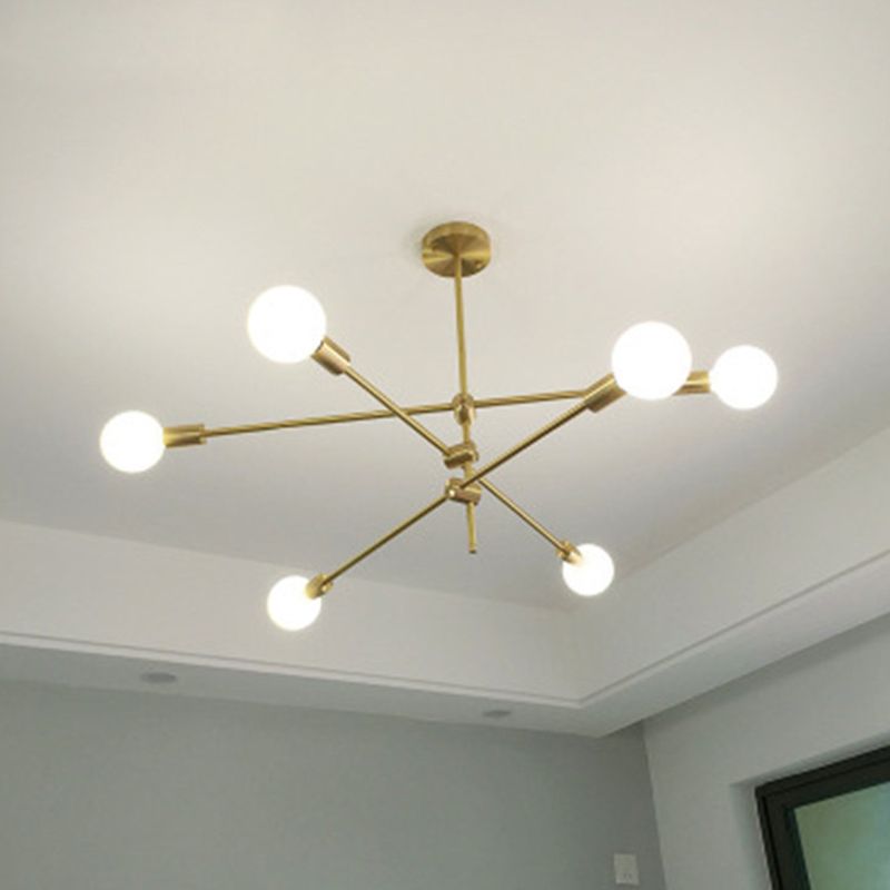 Gold 6 Light Molecular Chandelier Lighting Modern Sphere Glass Hanging Pendant Light for Living Room