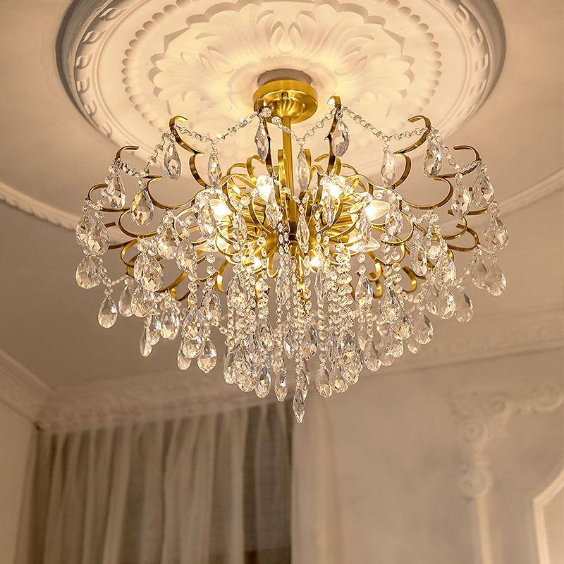 Traditional Chandelier Light Fixtures Multi-Head Crystal Suspension Pendant Lamps