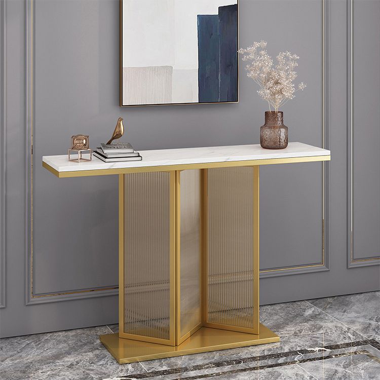 Stone Rectangle Console Table 1-Shelf 31.5" Tall Accent Table for Hall
