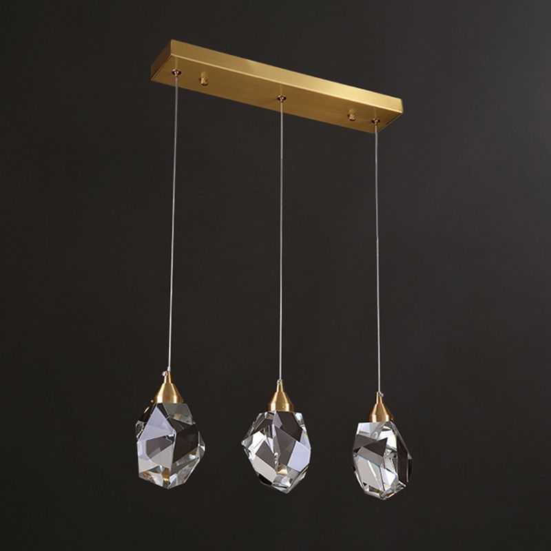 Modern Stone Hanging Ceiling Light Crystal LED Bedroom Suspension Lighting in Gold