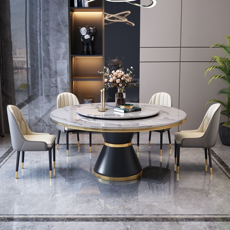 Round Kitchen Galm Sintered Stone Dining Table of Traditional Height for Dining Room Sets