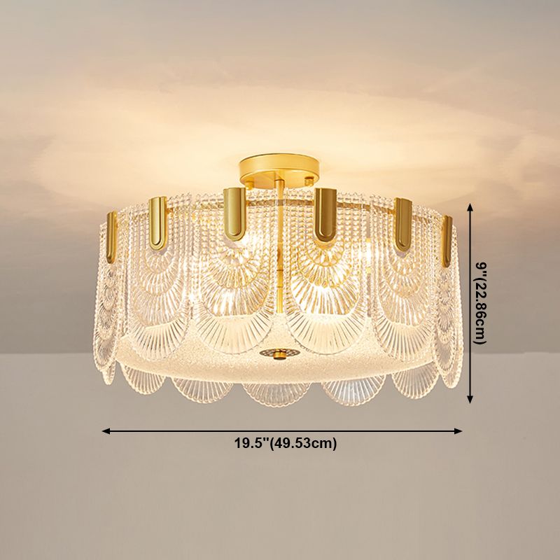 Lampade da incasso in metallo Lampade da soffitto tradizionali a semi-incasso con paralume in vetro