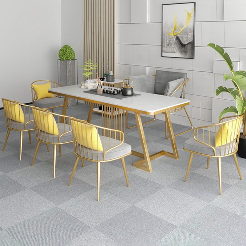 Metal Windsor Back Arm Chairs Upholstered Dining Chairs in Grey