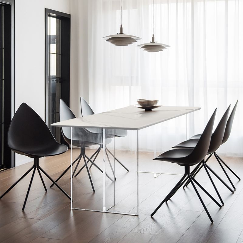 Mesa de comedor rectangular acrílica Mesa de piedra sinterizada para comedor y cocina