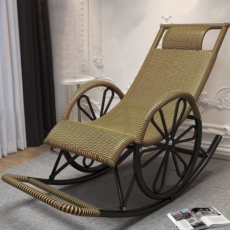 Contemporary Woven Rope Rocker Chair Wicker Rocking Chair for Home Decor