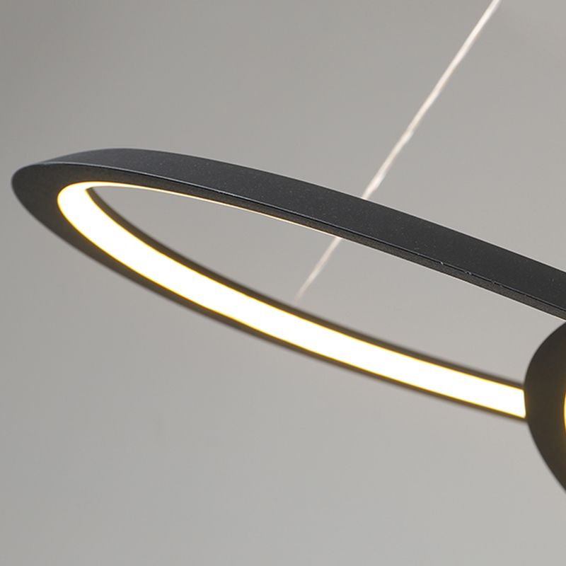 Modern Simplicity LED Chandelier Wrought Iron Linear Pendant Light with Acrylic Shade