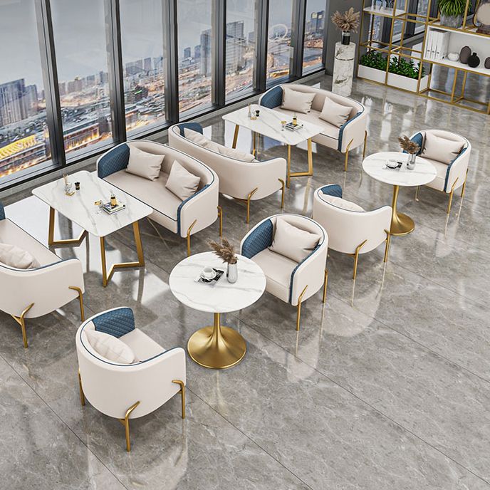 Glam Style Dinette Set 1/3/4/5 Pcs Round Stone Dinette Table with Dining Chair