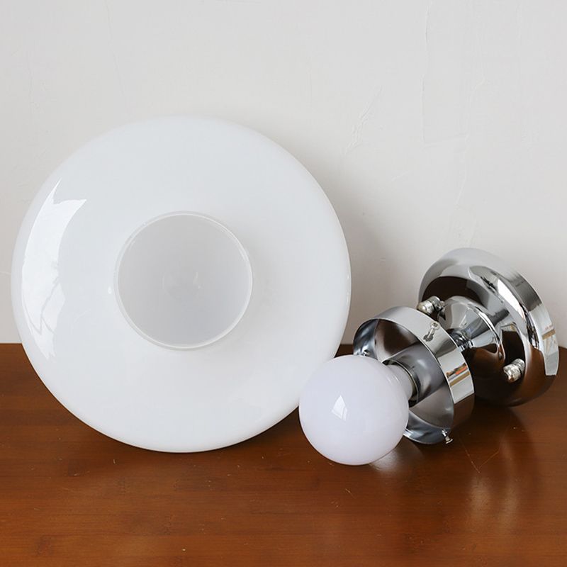 Glass Geometric Flush Mount Lights Contemporary Style 1 Light Flush Ceiling Light in White