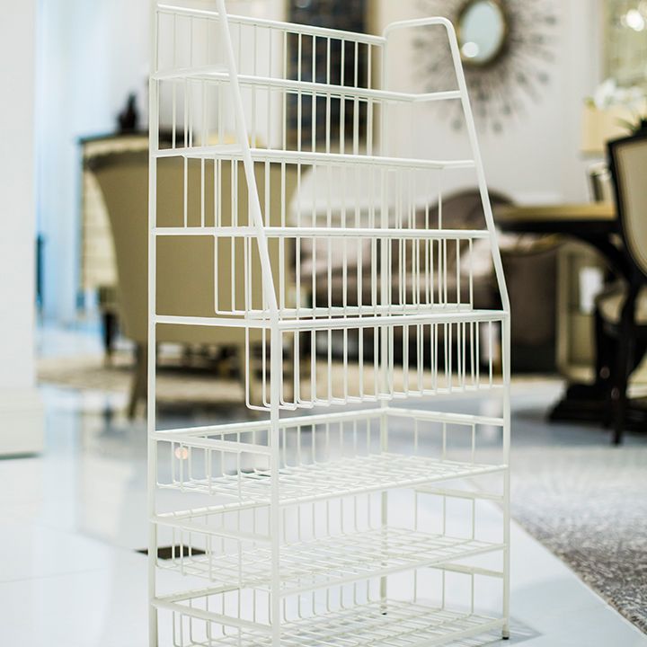 Contemporary Metal Book Display Closed Back Freestanding Bookcase