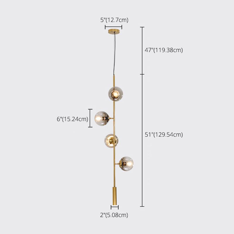 Smoke Grey Glass Orb Pendant Lighting Postmodern Island Ceiling Light for Dining Room