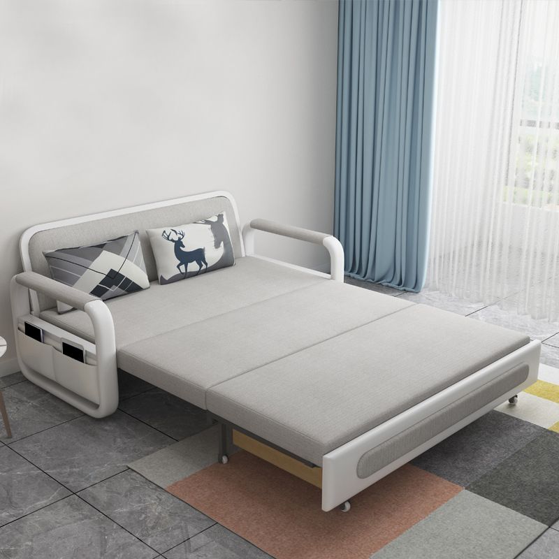 Light Gray 30.70" Wide Sofa Bed Linen Sleeper Sofa with Upholstered and Storage Box