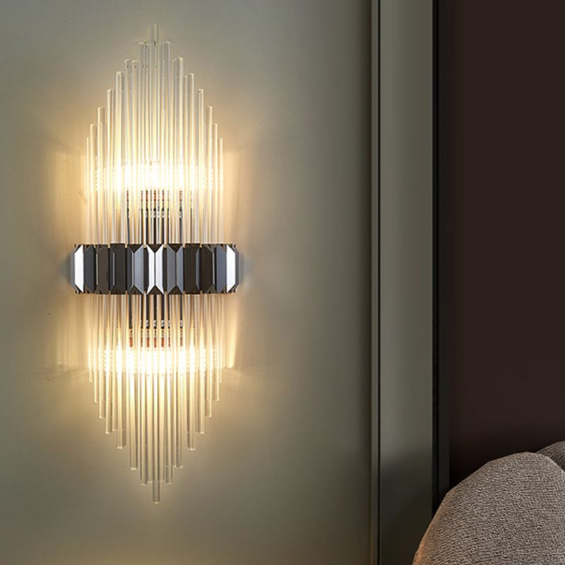 2-Light Geometric Wall Light Sconce Modern Style Glass Wall Lighting