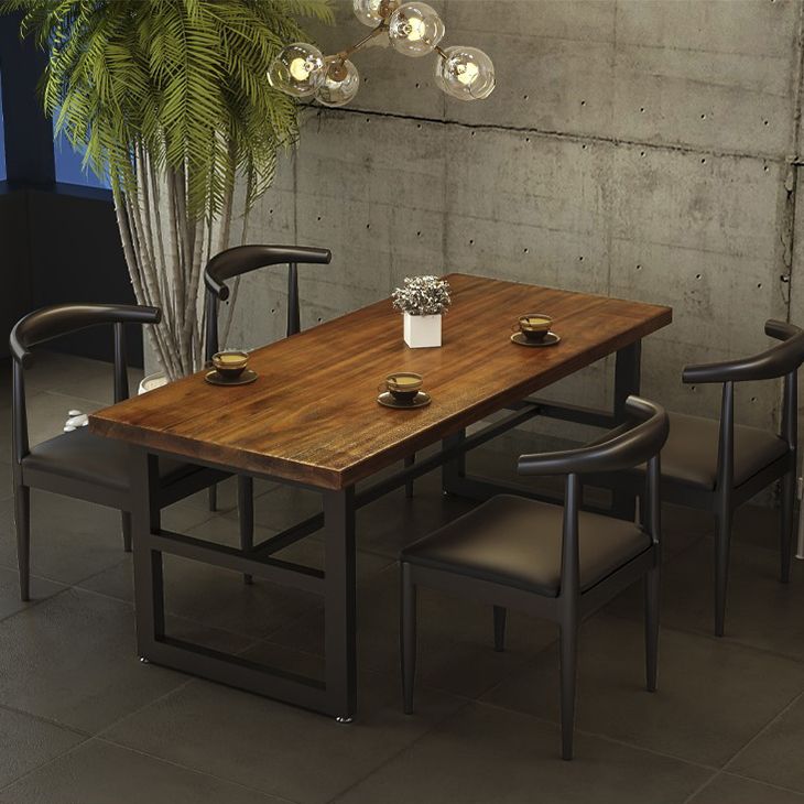 Mesa de comedor de madera sólida industrial mesa de comedor de base de caballete para el hogar