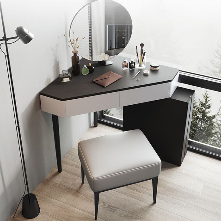 Modern Make-up Vanity with 3 Drawers in Black Solid Wood Vanity Desk