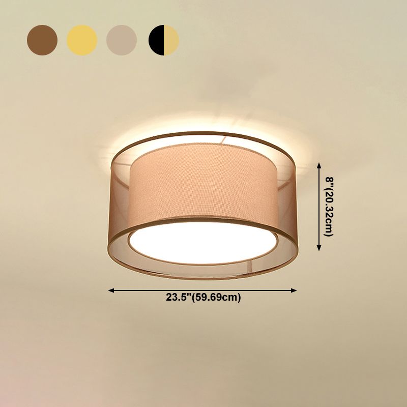 Lampe encastrée en tissu, plafonnier en forme de tambour de Style chinois pour salle à manger