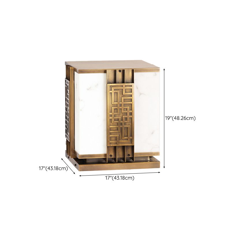 Waterproof Copper Solar Energy Pillar Lamp Square Shape for Outdoor