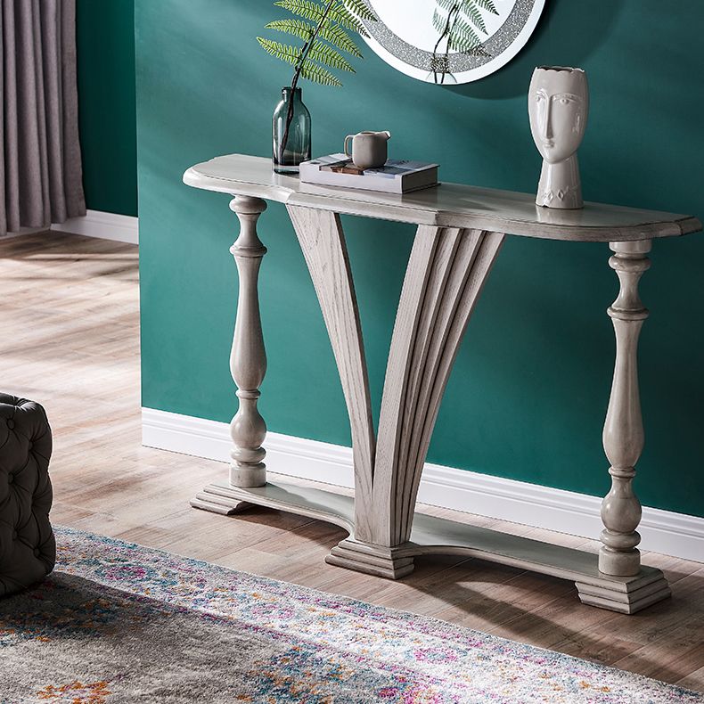 Victorian Rubber Wood Console Table Free Form Console Sofa Table for Hall