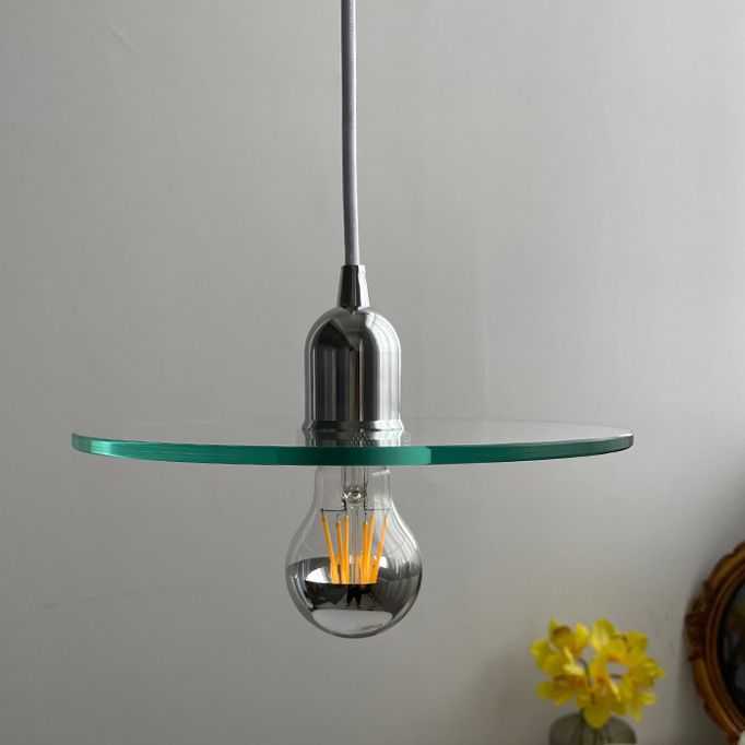 Clear Glass Modern Drop Pendant Slim 1-Light Ceiling Light for Coffee Shop