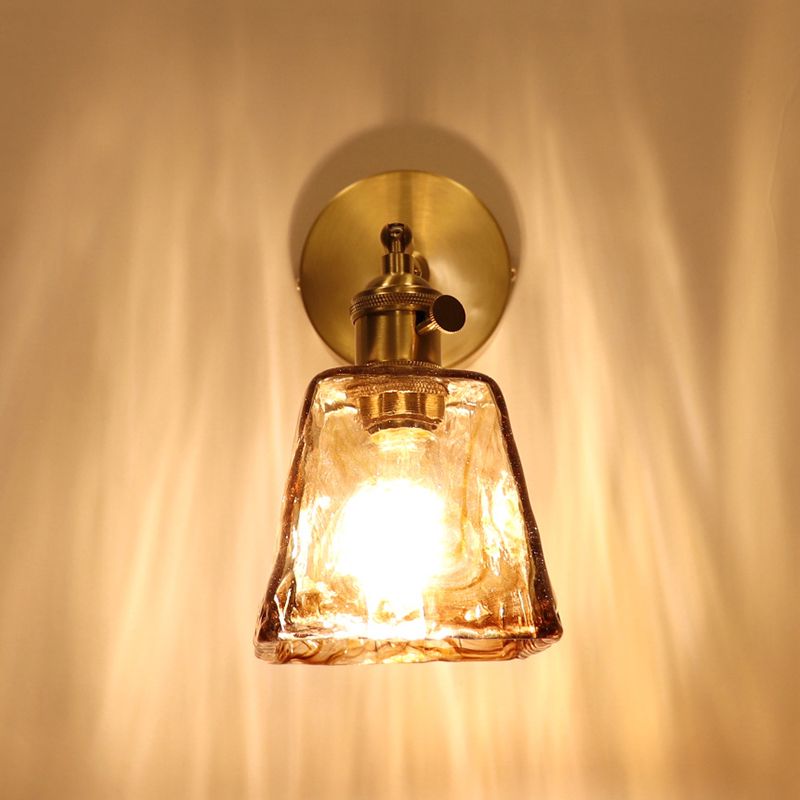 Glass Shaded Lighting Contemporary Golden Wall Light for Room