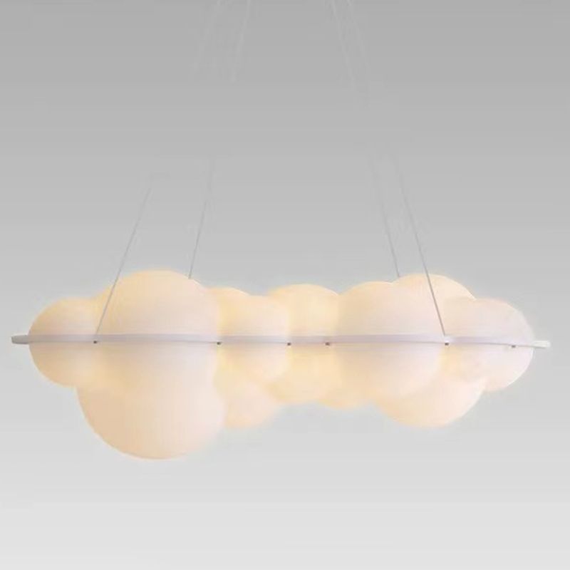 Contemporary Hanging Light Cloud Island Light Fixture in White for Dining Room