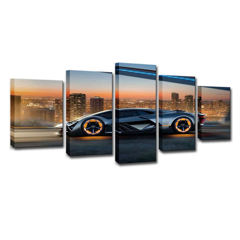 Modern Lamborghini Sports Car Art Print Canvas Multi-Piece Black Wall Decor for Boys Room