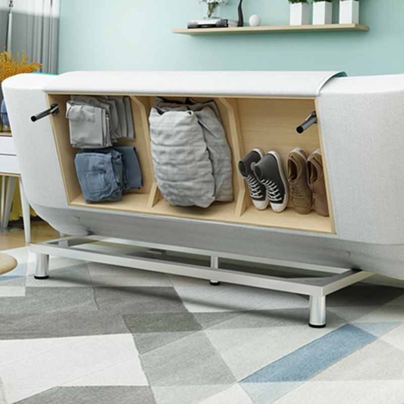 74.80" W √ó 33.46" D √ó 35.43" H Linen Biscuit Back Armless Sofa with Storage