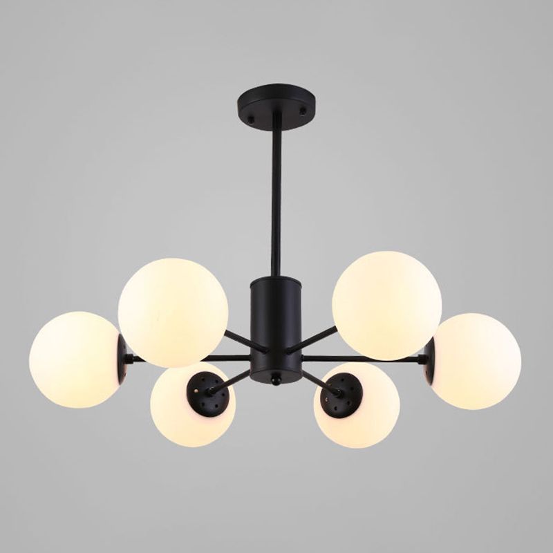 Glass Round Chandelier Pendant Light Minimalist-Style Cream Hanging Ceiling Light