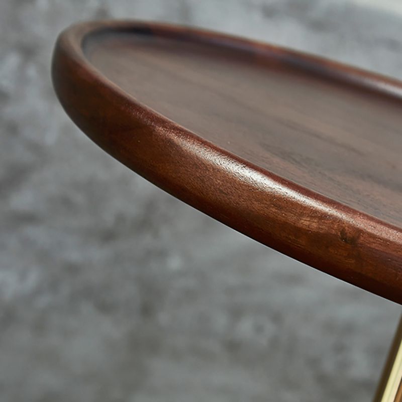 Contemporary Wood Round Top Side Table Marble Pedestal End Table