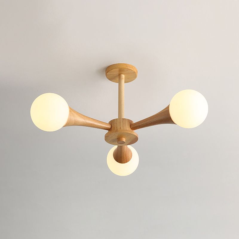 Nordic Sputnik Ceiling Chandelier Wooden Dining Room Suspension Light