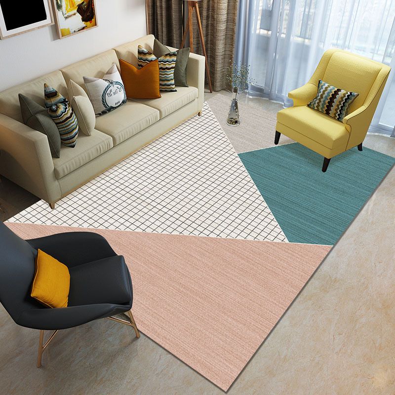 Tapis géométrique Blocking Funky Rapis nordique multicolore Polypropylène non glissant Backing Pet Friendly Washable For Room