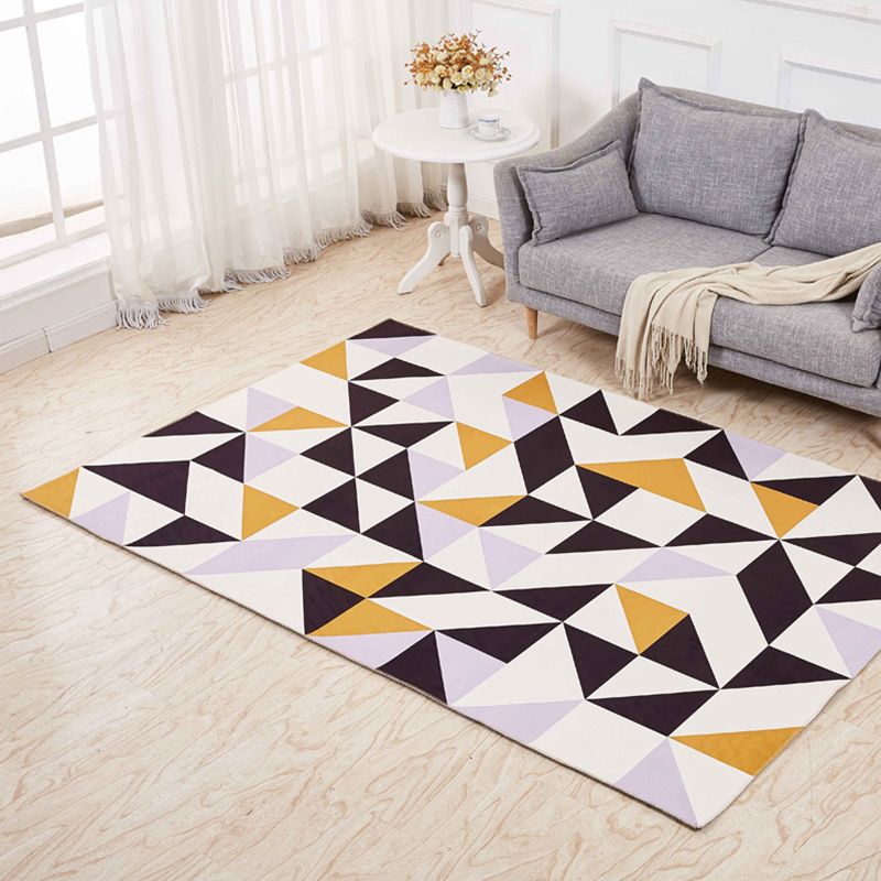 Minimalistic 3D Geometric Rug Multicolor Polyester Area Carpet Pet Friendly Non-Slip Backing Washable Rug for Living Room
