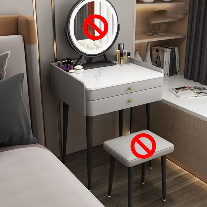 Contemporary Stone Dressing Table 31.1-In High Makeup Vanity Table with Stool