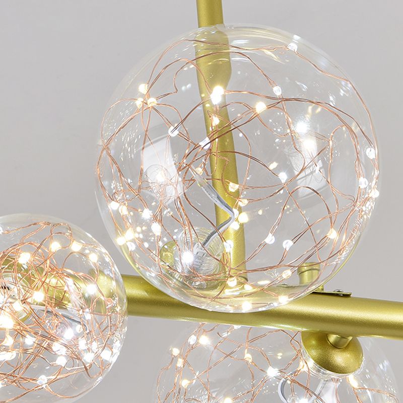 Contemporary Island Light Fixtures Sphere Glass 6-Light Island Lights