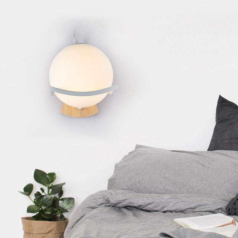 Nordic Postmodern Ball Single Head Glass Led White Wall Lamp