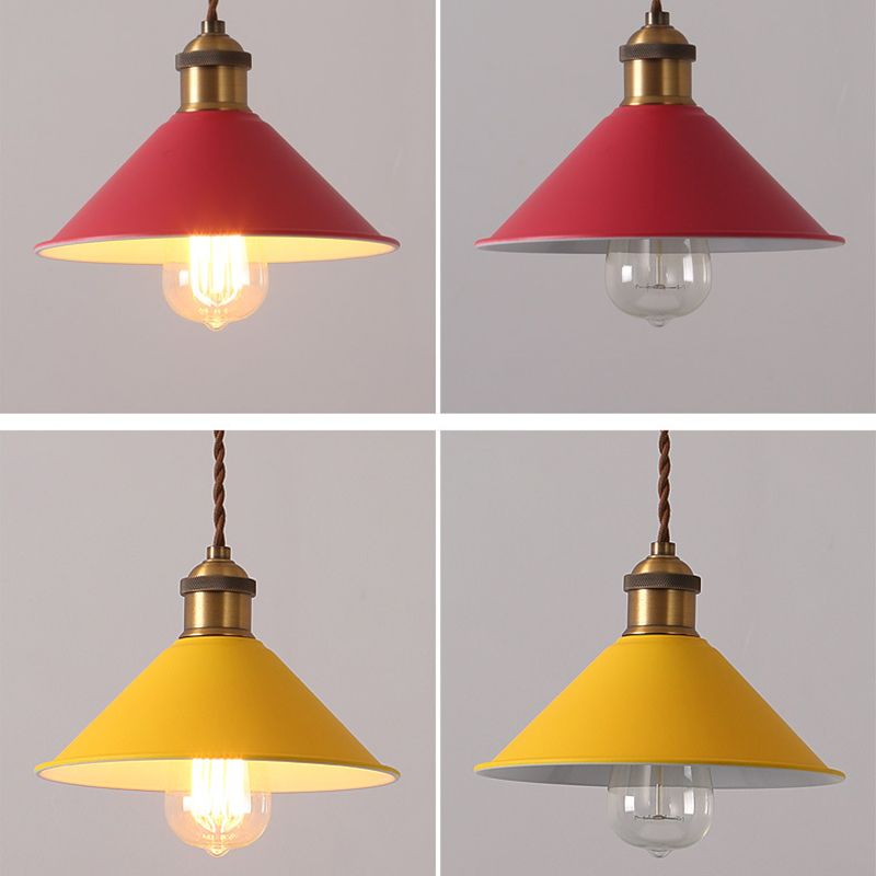 Cone Pendant Light Fixture Macaron Iron Hanging Pendant Lights for Restaurant